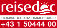 Logo Reisedoc with telephone number +4315044400